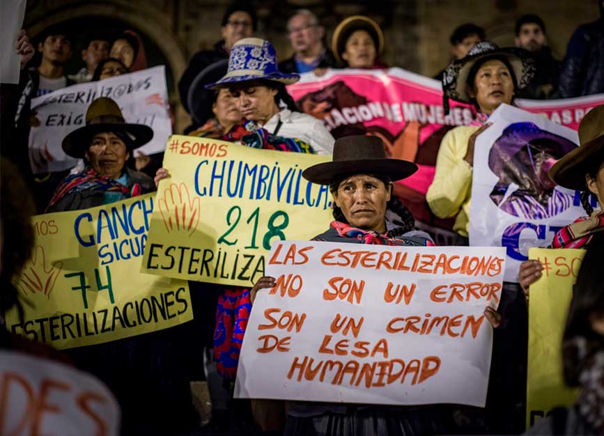 Protesta de víctimas de las esterilizaciones forzadas.